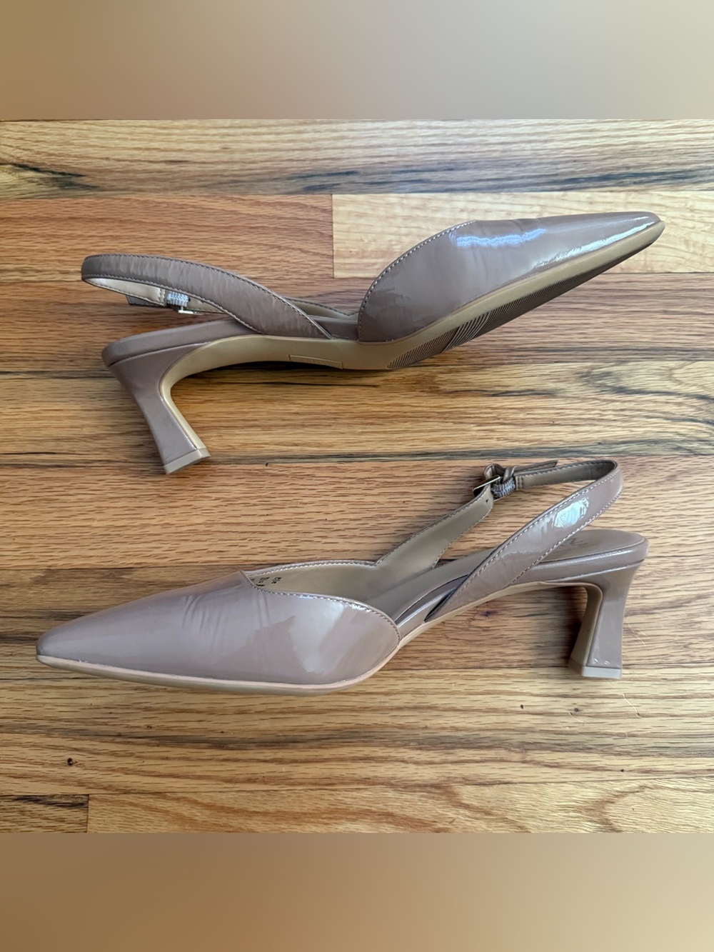 Naturalizer Taupe Patent Slingback Pumps